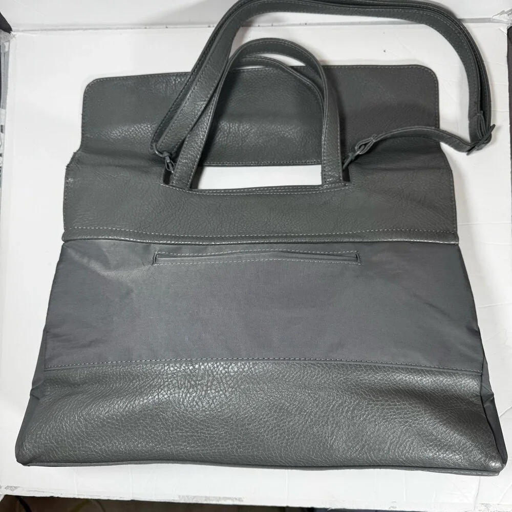 Kwani Tote Bag Gray Studded Nylon Leather Neutral Laptop Korea Adjustable Modern